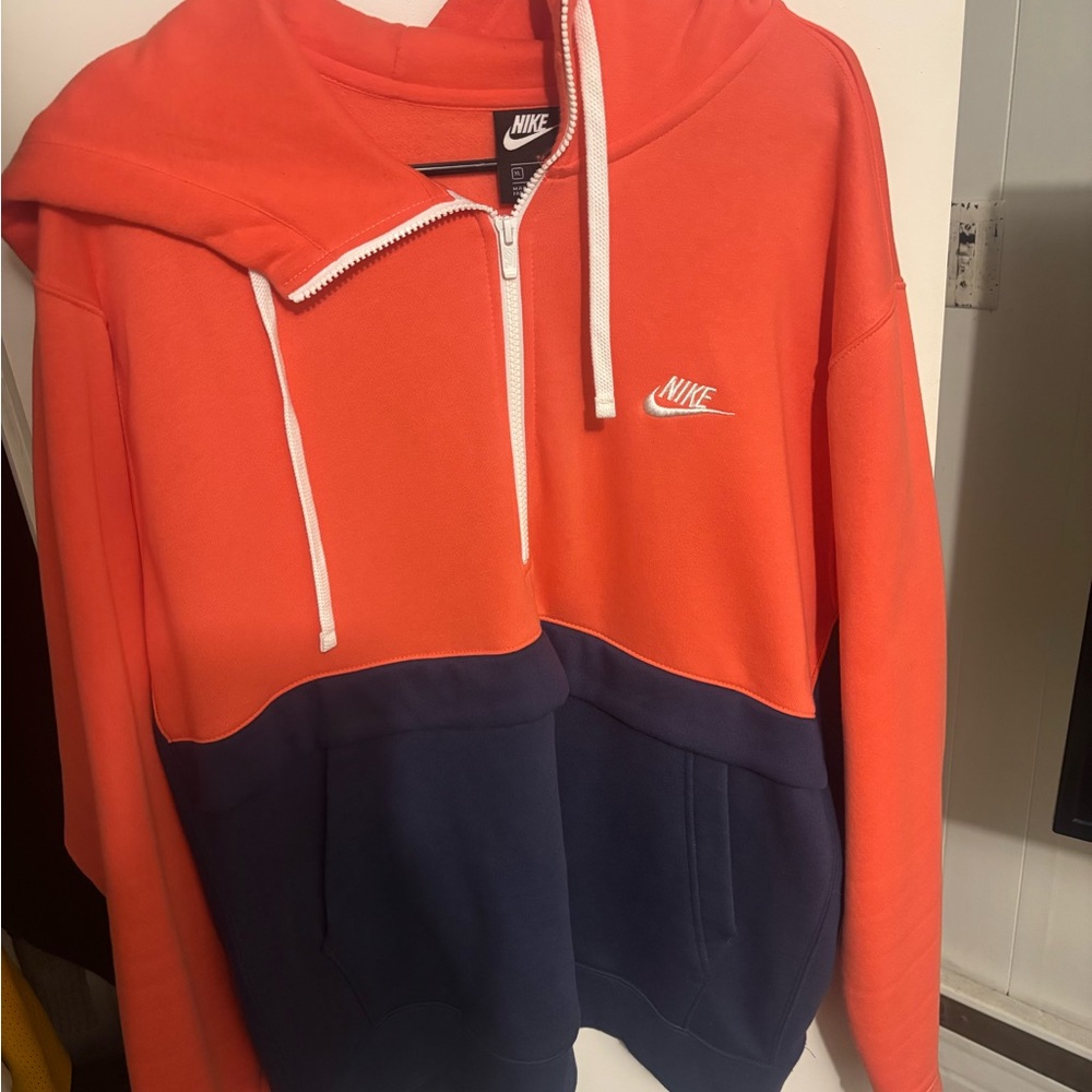 Nike Peach and Navy Blue Hoodie Men’s XL